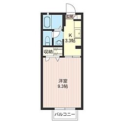 シャルムコート・高橋B 1Kの間取図画像