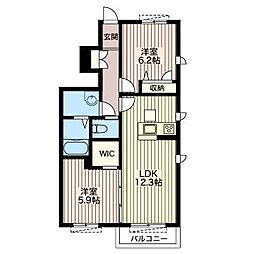 アスリス 2LDKの間取図画像