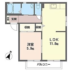 エスポワールA 1LDKの間取図画像