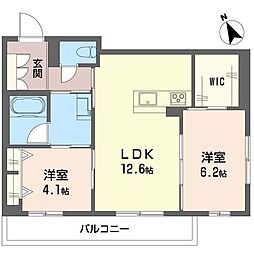 ラ・ポーズ峰 2LDKの間取図画像