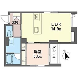 リヴェール 今泉 1LDKの間取図画像