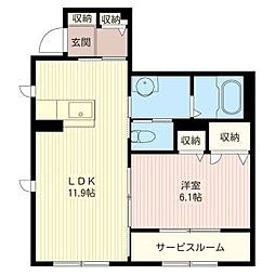 GACK74 1LDKの間取図画像