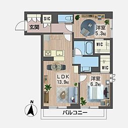 GLORYHILLS 2LDKの間取図画像