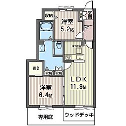 カーサ・デ・アニマレスB 2LDKの間取図画像