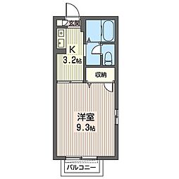 ラ・ルミエール2B 1Kの間取図画像