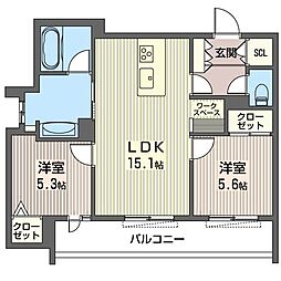 クレメンティア 2LDKの間取図画像