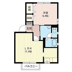 カトルセゾンB 1LDKの間取図画像