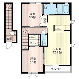 ボヌールシャトーB 2LDKの間取図画像