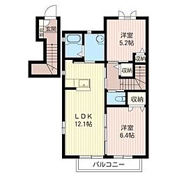 ファミール・トリビュートB 2LDKの間取図画像