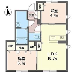 カトレア2 2LDKの間取図画像