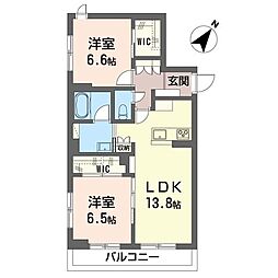 エテルカート クキ 2LDKの間取図画像