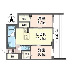 ルーエ清瀬 2LDKの間取図画像