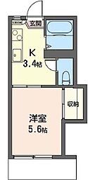 ユーゲンドハイム 1Kの間取図画像