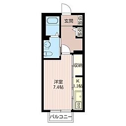 エトワール松山A棟 1Kの間取図画像