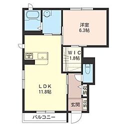 ラフィナート 1LDKの間取図画像