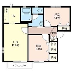 ファミーユウエスト 2LDKの間取図画像