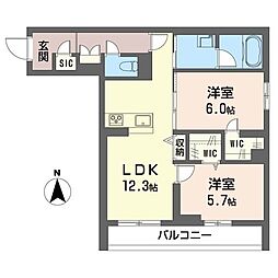 クリスターロ 2LDKの間取図画像