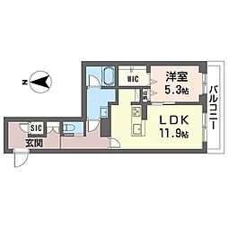 アクシズ 1LDKの間取図画像