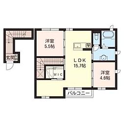 ポタジェ 2LDKの間取図画像