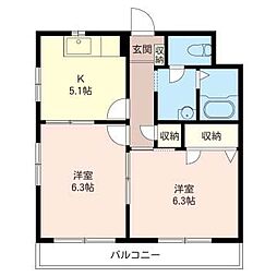 ルミネール・ドゥ 1LDKの間取図画像