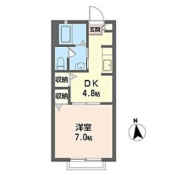 プライムタイム1 1DKの間取図画像