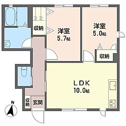 オレンジハウスA 2LDKの間取図画像