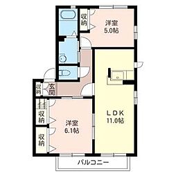グリーンガーデンA 2LDKの間取図画像