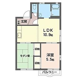 パークビレッヂF 2LDKの間取図画像
