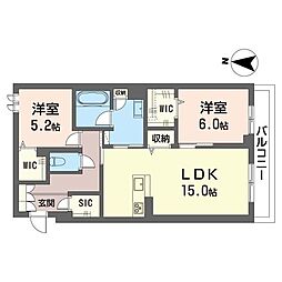 シリウス 2LDKの間取図画像