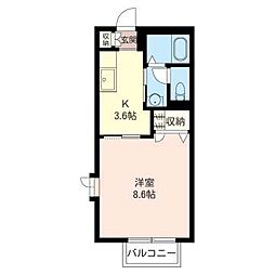 ソレアード・アキヒロ 1Kの間取図画像