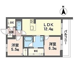 ルーエ清瀬 2LDKの間取図画像