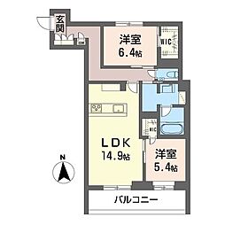 Grandir 2LDKの間取図画像