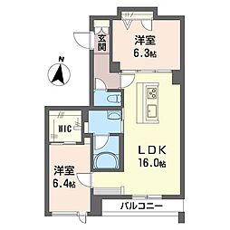 セントリビエ 2LDKの間取図画像