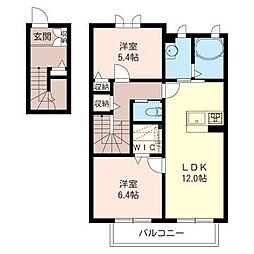 クロワール2 2LDKの間取図画像