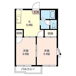 コーポクラロ 2Kの間取図画像