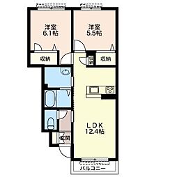 アミコート 2LDKの間取図画像