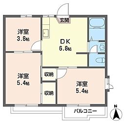 パークホーム春日部B 3DKの間取図画像