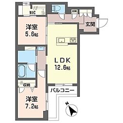 リリー シャルマン 2LDKの間取図画像