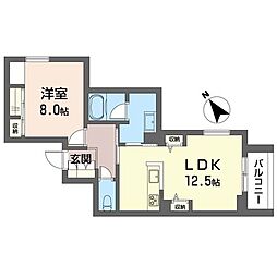 リリー シャルマン 1LDKの間取図画像