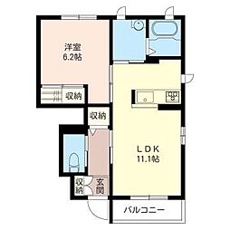 アカンサスB 1LDKの間取図画像