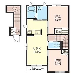 アクシスコート 2LDKの間取図画像