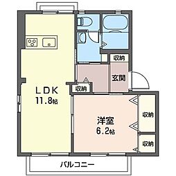メゾン・キタ 1LDKの間取図画像
