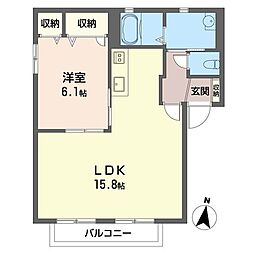 グリーン・ヒルズC棟 1LDKの間取図画像
