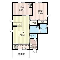 ガーデンコート 2LDKの間取図画像
