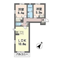 エテルナA 2LDKの間取図画像