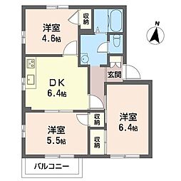 マイネハイマート藤塚A 3DKの間取図画像