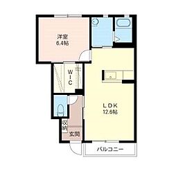 ウェルコートA 1LDKの間取図画像