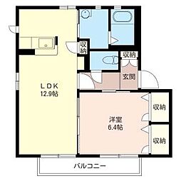 ラ・ルーシュC 1LDKの間取図画像