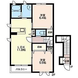 グレースフル松戸町 2LDKの間取図画像