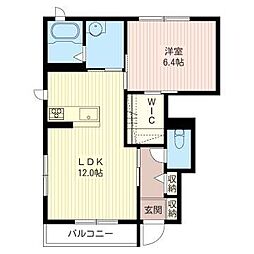 シャーメゾンピスタB 1LDKの間取図画像